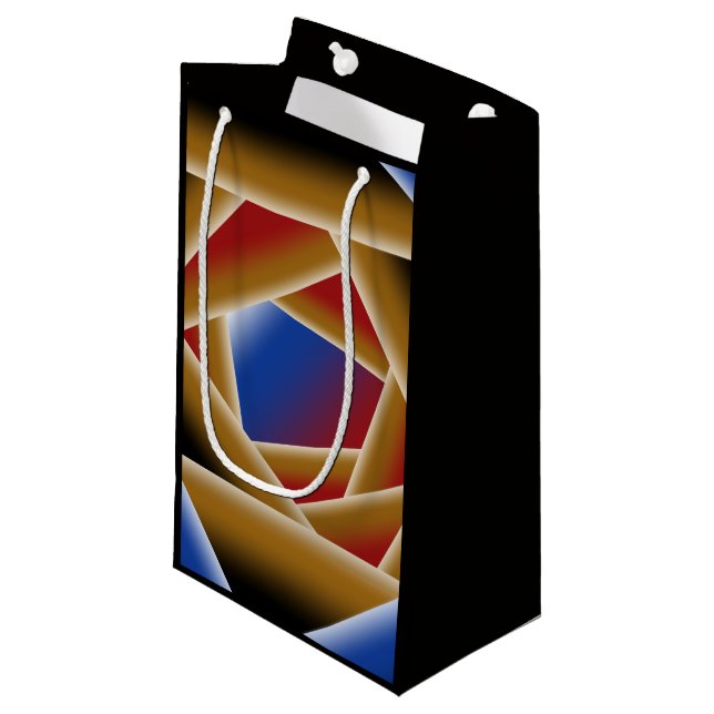 Black Blue Red Gold Ombre Abstrakte Kunst Kleine Geschenktüte (Vorderseite Schrägansicht)