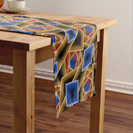 Black Blue Red Gold Ombre Abstrakte Kunst Kurzer Tischläufer