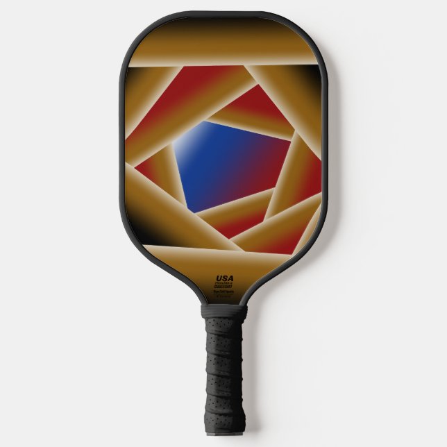 Black Blue Red Gold Ombre Abstrakte Kunst Pickleball Schläger (Vorderseite)