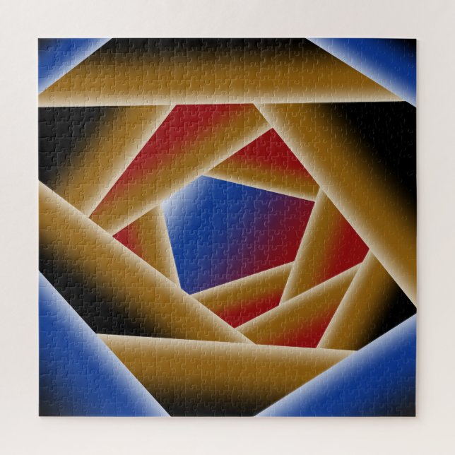 Black Blue Red Gold Ombre Abstrakte Kunst Puzzle (Vertikal)