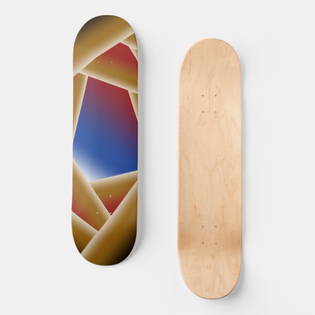 Black Blue Red Gold Ombre Abstrakte Kunst Skateboard (Vorderseite)