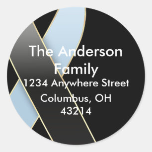 Black & Blue Ribbon Address Labels Runder Aufkleber