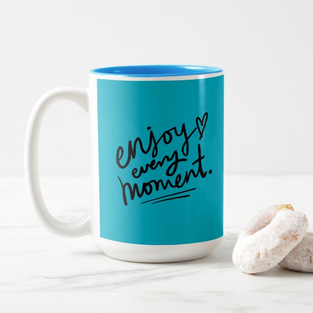 Black Blue Simple Motivational Quote Mug Zweifarbige Tasse (Mit Donut)