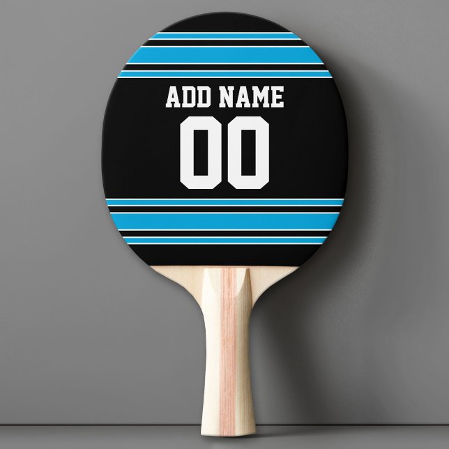 Black Blue Sports Jersey mit Ihrem Namen und Ihrer Tischtennis Schläger (Custom Ping Pong Paddle - Team or College colors Sports Jersey)