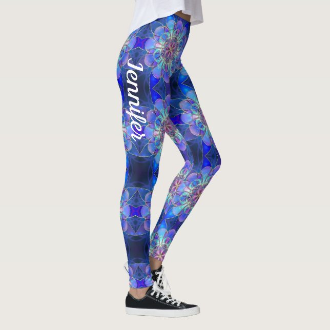 Black Blue Star Individuelle Name Leggings verkleb (Rechts)