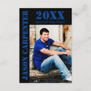 Black/Blue Stencil Letters - 3x5 Grad Bekanntgabe Einladung