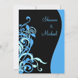 Black Blue Swirl Einladung zur Hochzeit