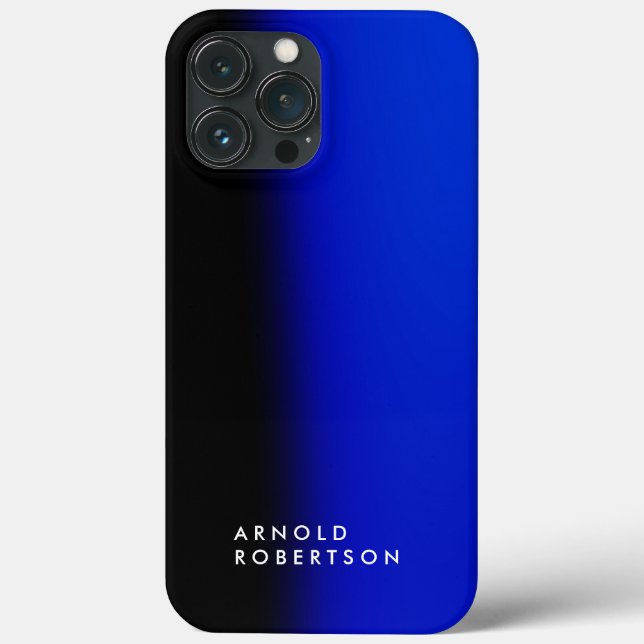 Black Blue Trendy Moderne Minimalistisch Ihren Nam Case-Mate iPhone Hülle (Rückseite)