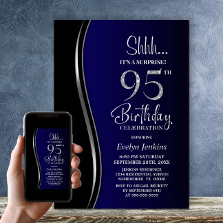 Black Blue Überraschung 95. Geburtstag Einladung