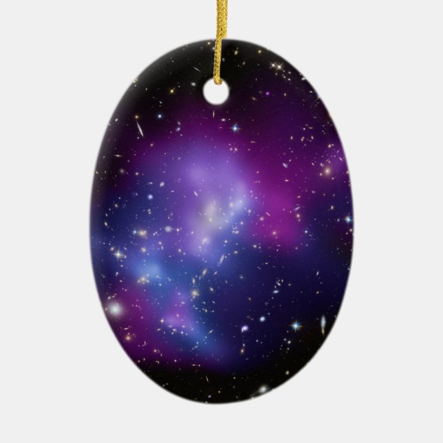 Black Blue und Lila Galaxy Cluster Space Foto Keramikornament (Vorne)