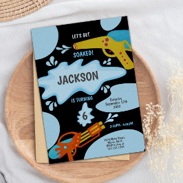 Black & Blue Water Gun zum Geburtstag Einladung