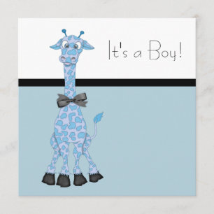 Black Blue Whimsy Giraffe Baby Boy Dusche Einladung