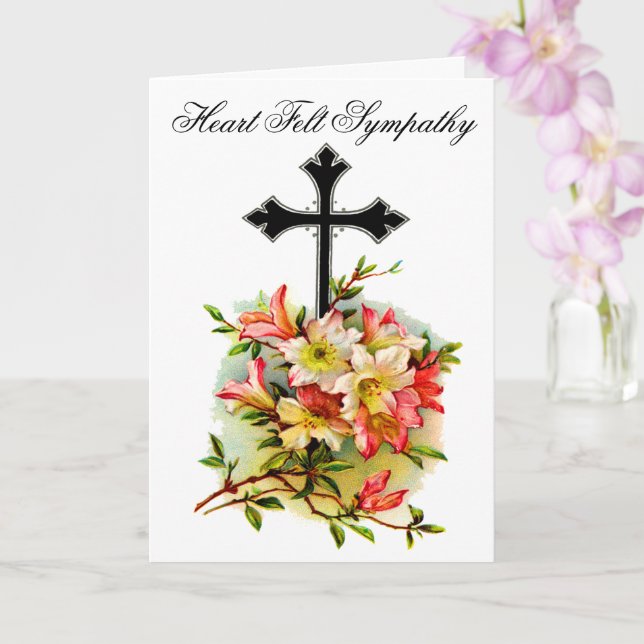 Black Blume Cross Sympathy Card 17 Karte (Orchidee)