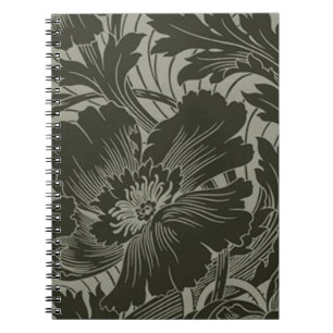 Black Blume Line Art Spiral Notebook Notizblock