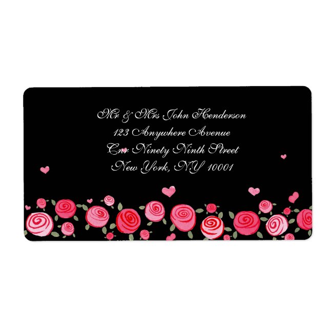 Black Blume Wedding Elegante Address Stickers (Vorne)