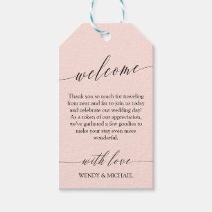 Black Blush Delicate Minimale Hochzeit Willkommen Geschenkanhänger