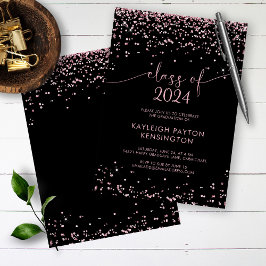Black Blush Pink Glitzer Sparkle Graduation Party Ankündigung