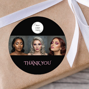 Black Blush Pink Logo Foto Make-up Danke Runder Aufkleber