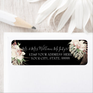Black Blush White Floral Tropical Foliage Hochzeit