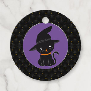 Black Boarder Black Cat mit einem Hexenhutenhalm Geschenkanhänger