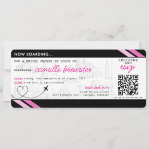 Black Boarding Pass Brautparty Einladung