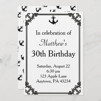Black Boat Anchor Geburtstag Custom Einladung