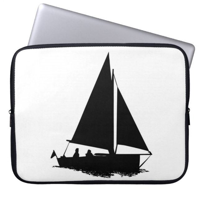 Black Boat Silhouette Notebook-Sieb Laptopschutzhülle (Vorderseite)