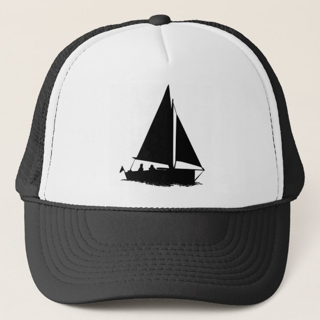 Black Boat Silhouette Truckerkappe (Vorderseite)