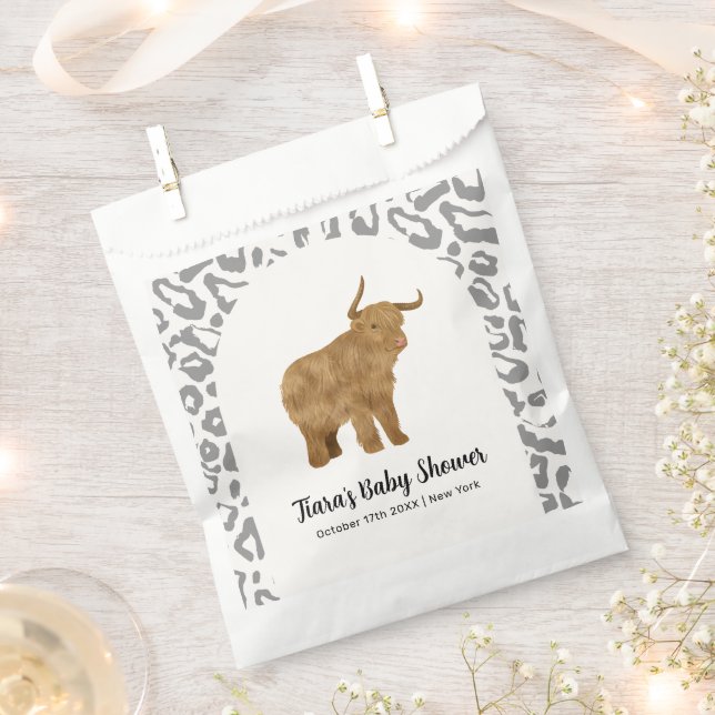 Black Boho Arch Holy Cow Western Babydusche Geschenktütchen (Ausgeschnitten)