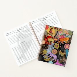 Black Boho Collage Gypsy Soul Botanical Floral Notizbuch