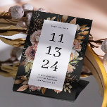 Black Boho Floral Wedding | Rustikales Moody Dark  Save The Date<br><div class="desc">Mit dieser eleganten Save the Date-Karte mit tiefschwarzem Hintergrund, stimmungsvollen Aquarellbildern und einer kühlen, modernen Typografie verkünden Sie Ihre Hochzeit stilvoll. Das zentrierte vertikale Datumsformat verleiht dem Hotel ein zeitgenössisches Ambiente, während es durch den sanften Schmutz und die warmen Herbsttöne perfekt für rustikale, boho- oder romantische Herbsthochzeiten geeignet ist. Der...</div>
