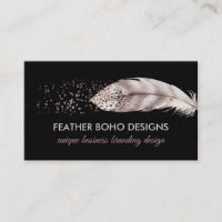 Black Boho Girly Pink Bird Feather