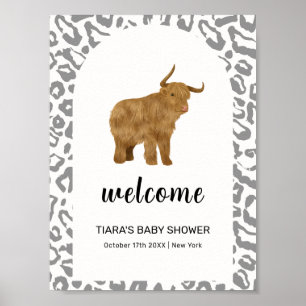 Black Boho Holy Cow Western Baby Dusche Willkommen Poster