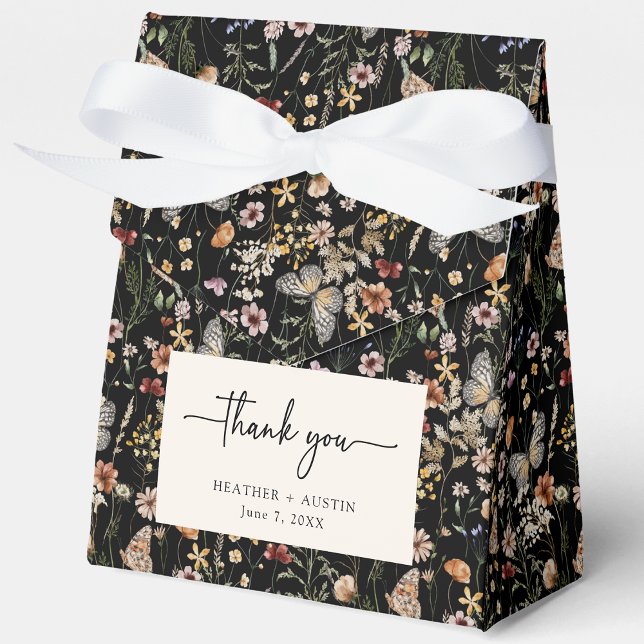 Black Boho Vielen Dank für Ihre Gefälligkeitsboxen Geschenkschachtel (Black Floral Boho Thank You Favor Boxes by Painted Paperie
)