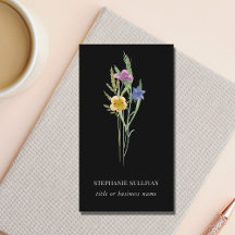 Black Boho Watercolor-Wildblume