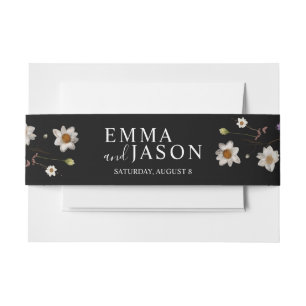 Black Boho Wildblume Einladung Bauchband Einladungsbanderole