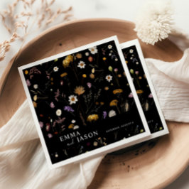 Black Boho Wildblume Wedding Napkins Serviette