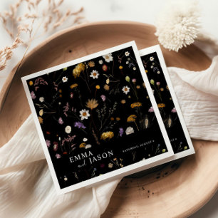 Black Boho Wildblume Wedding Napkins Serviette