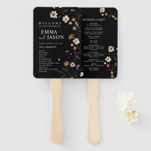 Black Boho Wildblume Wedding Vielen Dank Sticker Fächer