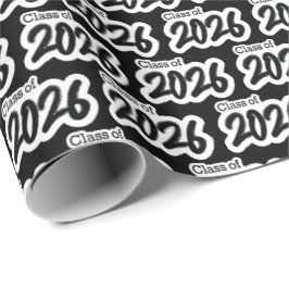 Black Bold Brush Class of 2026 Wrapping Paper Geschenkpapier