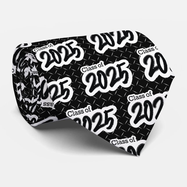 Black Bold Brush Class von 2025 Krawatte (Gerollt)