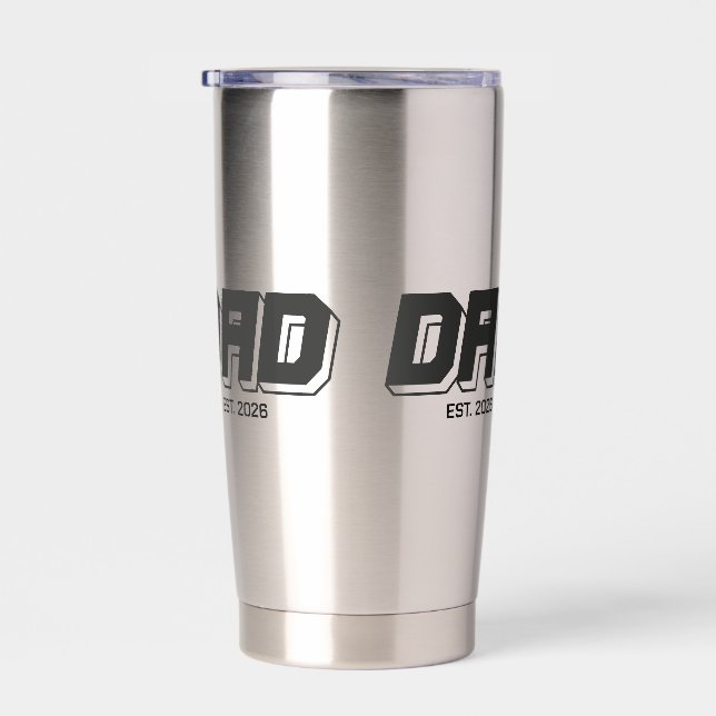 Black Bold Established New Dad Gift Thermobecher (Rechts)