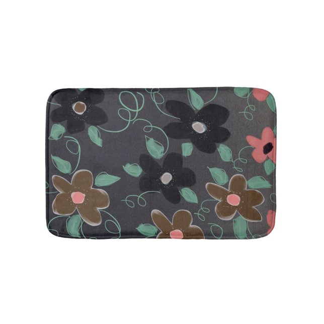 Black Bold Floral Badematte (Vorderseite)