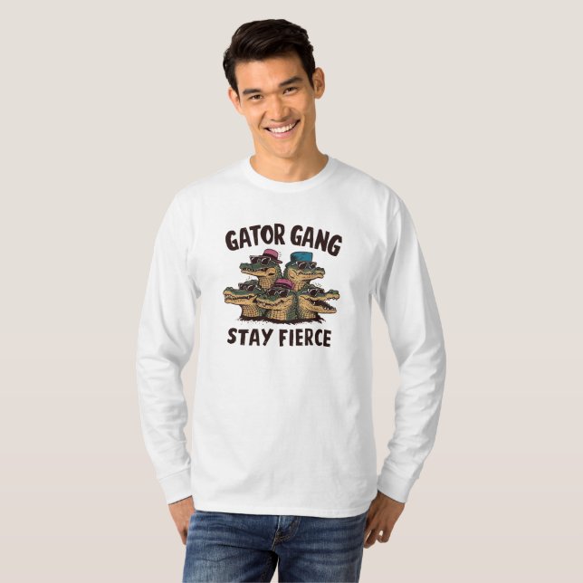 Black Bold Gator Gang Long Sleeve T - Shirt (Vorne ganz)