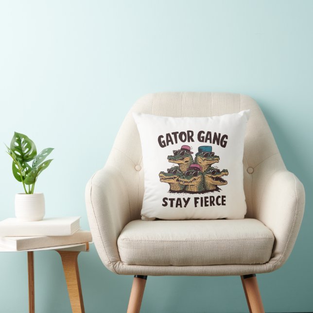 Black Bold Gator Gang Throw Kissen (Stuhl )