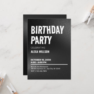 Black Bold Grunge Geburtstag Einladung