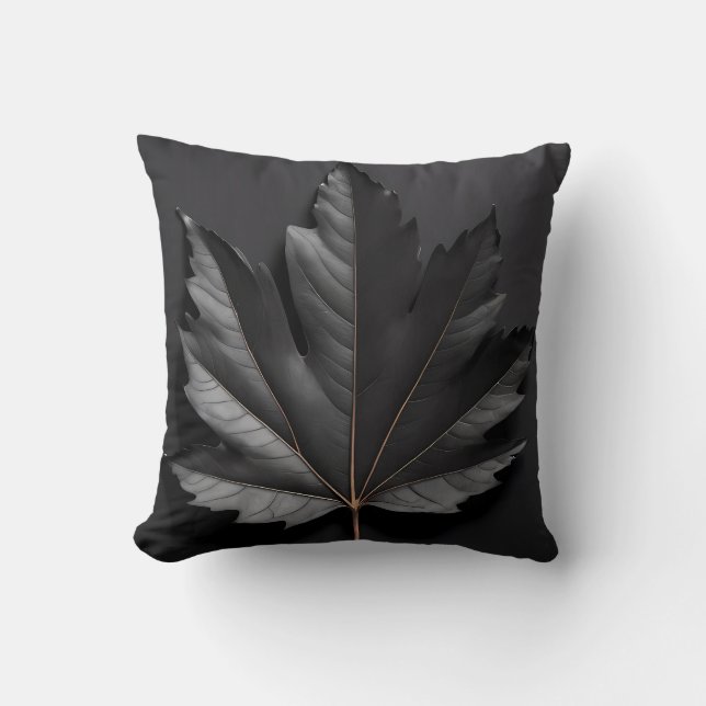 Black Bold Leaf Design Kissen (Vorderseite)