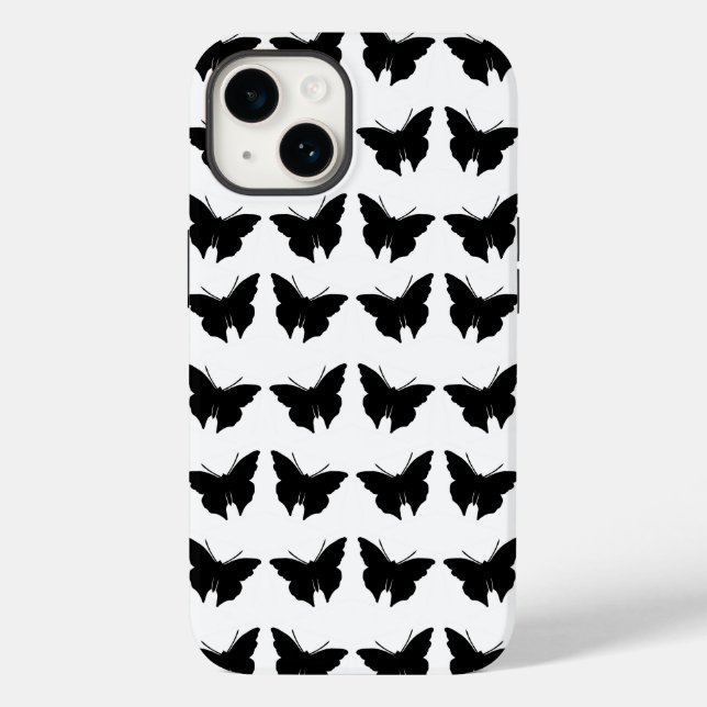 Black Bold Mod Butterflies Case-Mate iPhone Hülle (Rückseite)