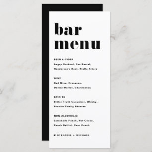 Black Bold Retro Typografy Wedding Bar Menükarte