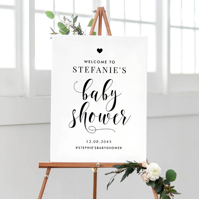 Black Bold Script Baby Dusche Willkommen Poster (Von Creator hochgeladen)